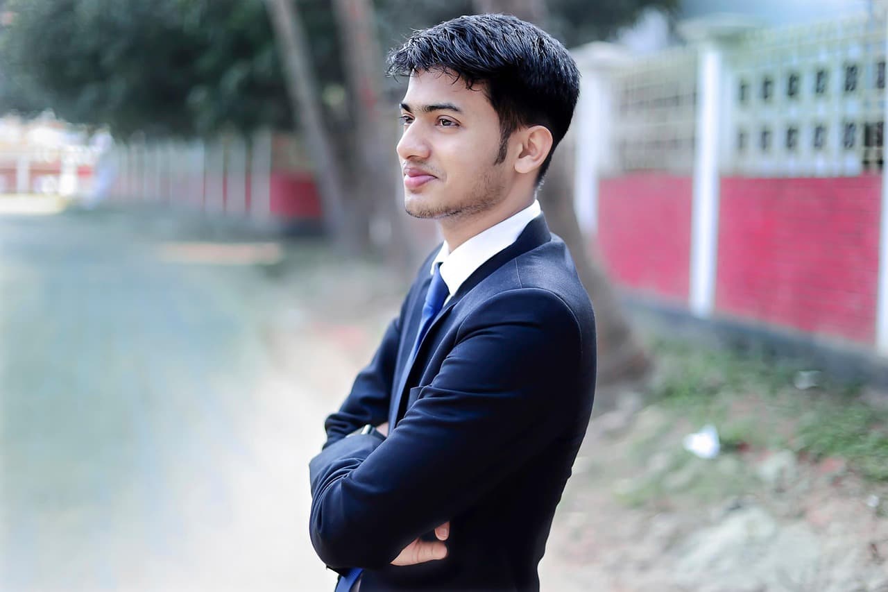 Male fashion model in a polished menswear portrait